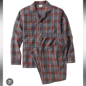 L.L. Bean Gray and Red Plaid Pajama Set